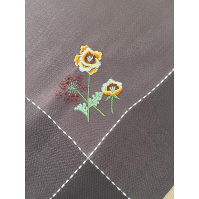 LINEN FRAME 85X85 WITH PANSY EMBROIDERY 13575 LINEAHOME
