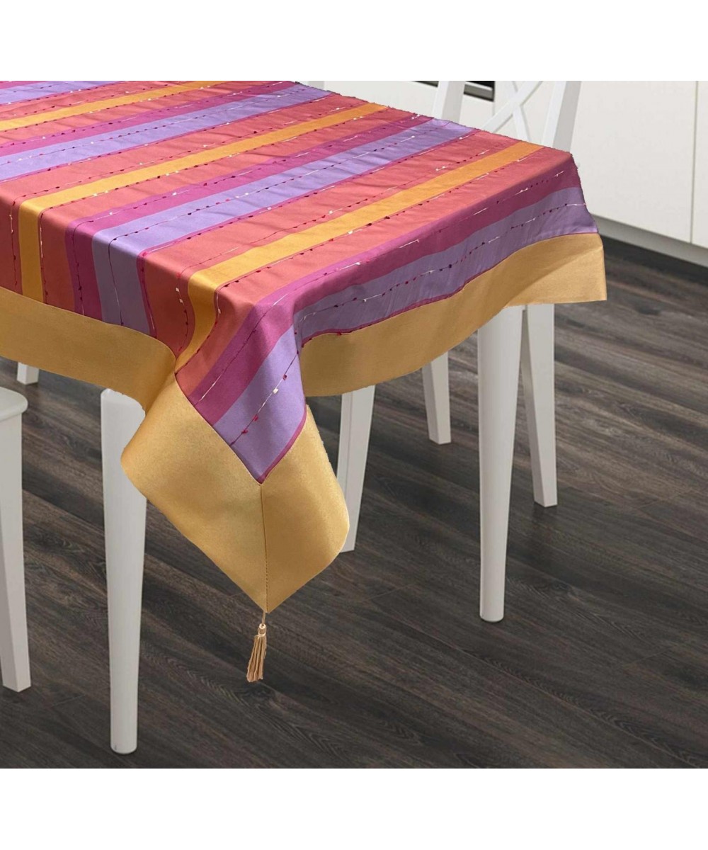 SATIN JACQUARD TABLECLOTH WITH VERBENA FASTENING 140X180 LINEAHOME