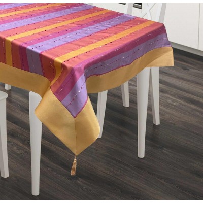 SATIN JACQUARD TABLECLOTH WITH VERBENA FASTENING 140X180 LINEAHOME
