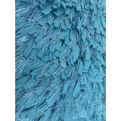 TURQUOISE SHAGGY CHENILLE FLOOR 60X90 50X80 LINEAHOME