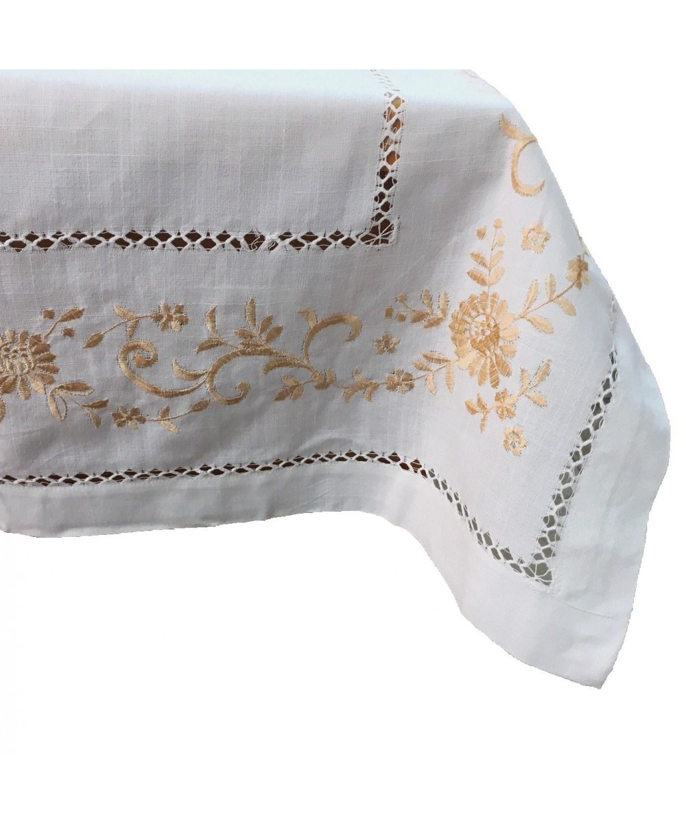 LINEN SQUARE EMBROIDERED WITH AZURE FLOWER 18705 85X85 LINEAHOME