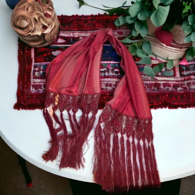 BORDEAUX EMBROIDERED WITH TIE SEMPER BURGUNDY 55X200 LINEAHOME