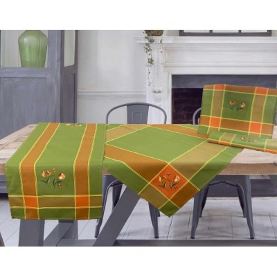 4PCS LINEN FRAME SET WITH TULIP GREEN LINEAHOME EMBROIDERY
