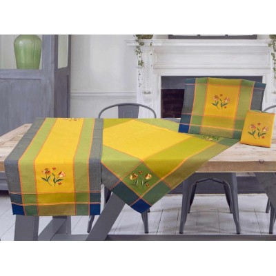 4PCS LINEN FRAME SET WITH AZURE LINEAHOME EMBROIDERY