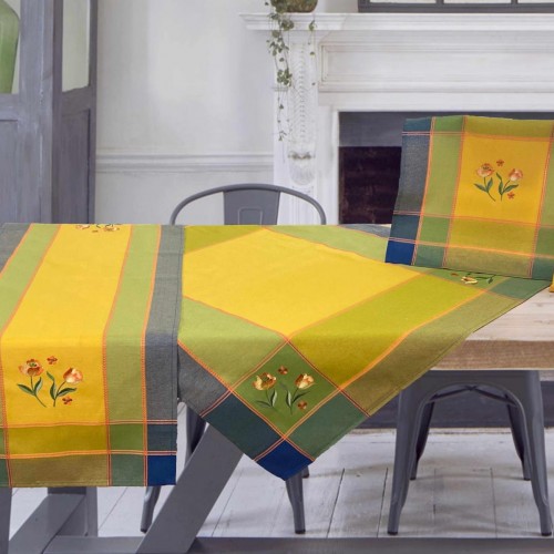 4PCS LINEN FRAME SET WITH AZURE LINEAHOME EMBROIDERY