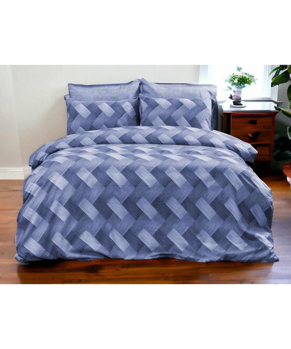 BLUE PARQUET PRINTED SHEET SET ONLY 160X240 LINEAHOME