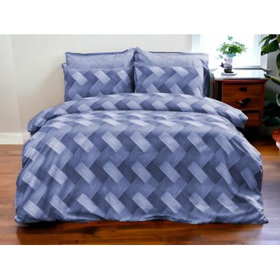 BLUE PARQUET PRINTED SHEET SET ONLY 160X240 LINEAHOME