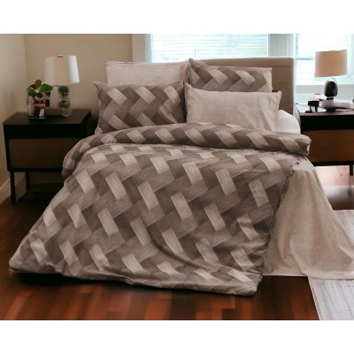 MOCHA PARQUET PRINTED SHEET SET ONLY 160X240 LINEAHOME