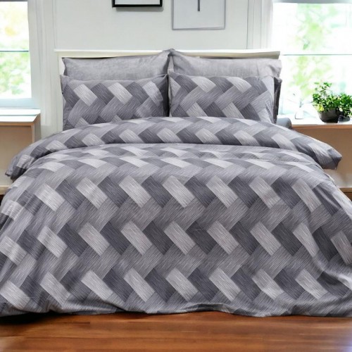 PRINTED SHEET SET KING SIZE PARQUET GRAY 240X260 LINEAHOME