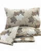 BEIGE LEAVES PRINTED SHEET SET DOUBLE 200x240 LINEAHOME