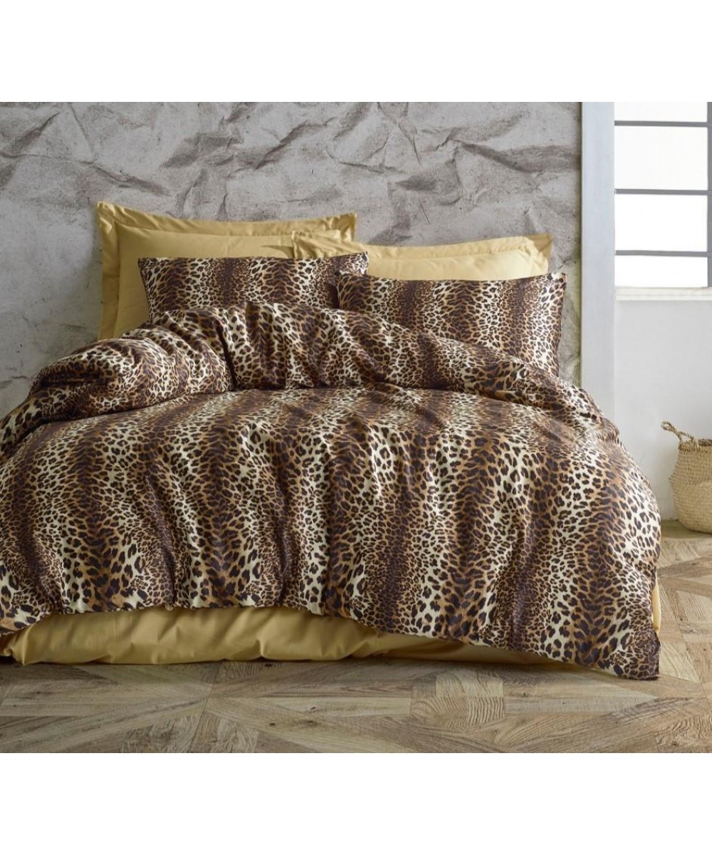 BROWN ANIMAL PRINTED SHEET SET DOUBLE 200x240 LINEAHOME