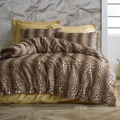 BROWN ANIMAL PRINTED SHEET SET DOUBLE 200x240 LINEAHOME