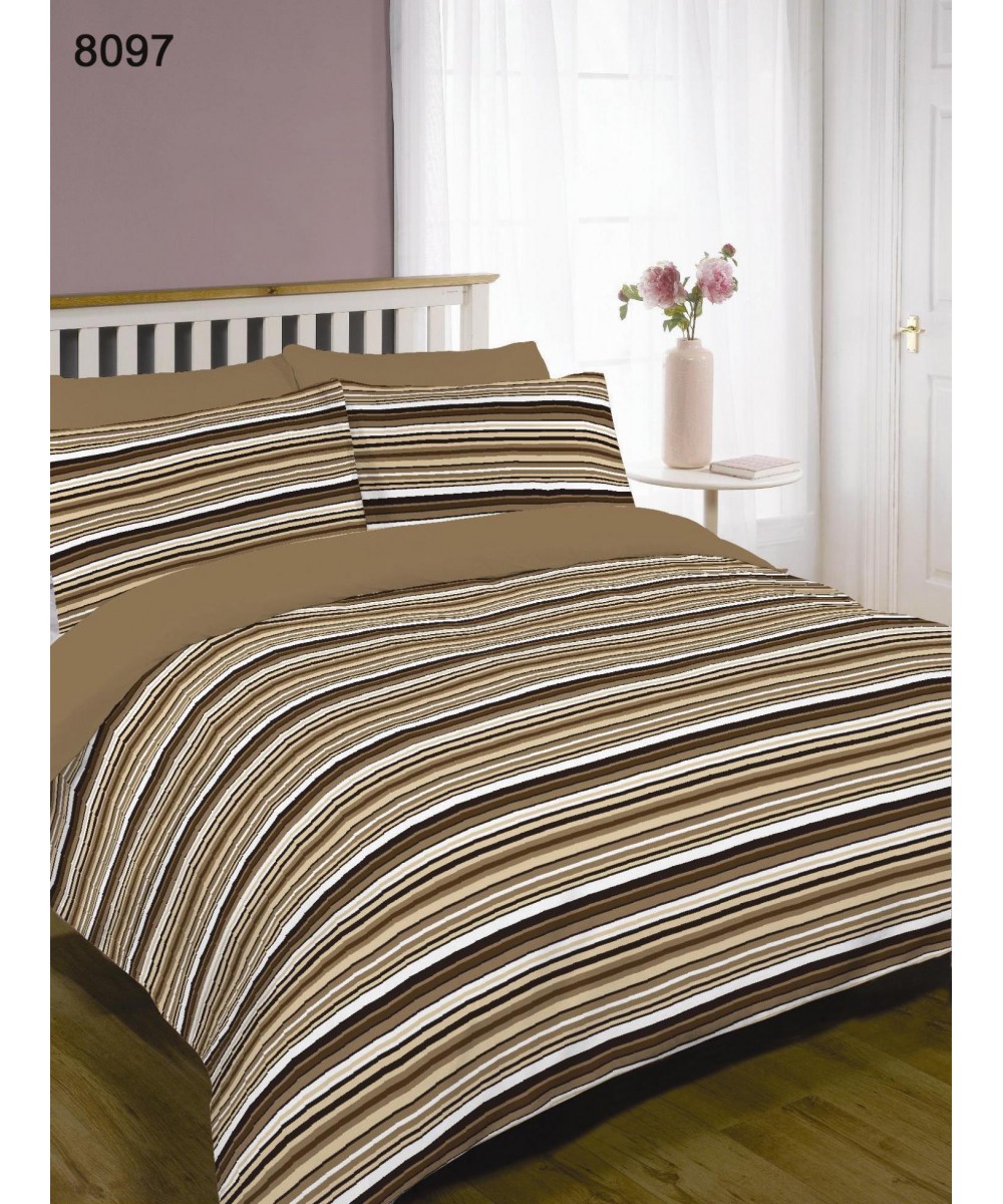 LINEAHOME STRIPE PRINTED SHEET SET BROWN COTTON ONLY 160X240