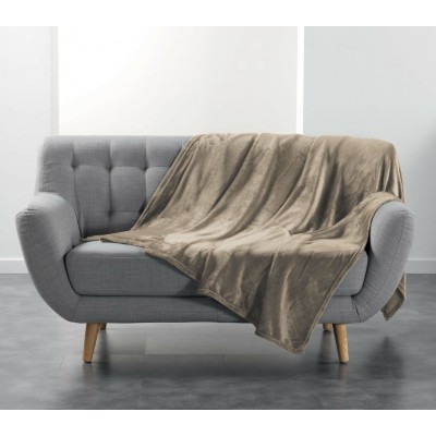 Κουβέρτα - Ριχτάρι 180x220cm super soft  Σχ.Flanou taupe  100%  polyester