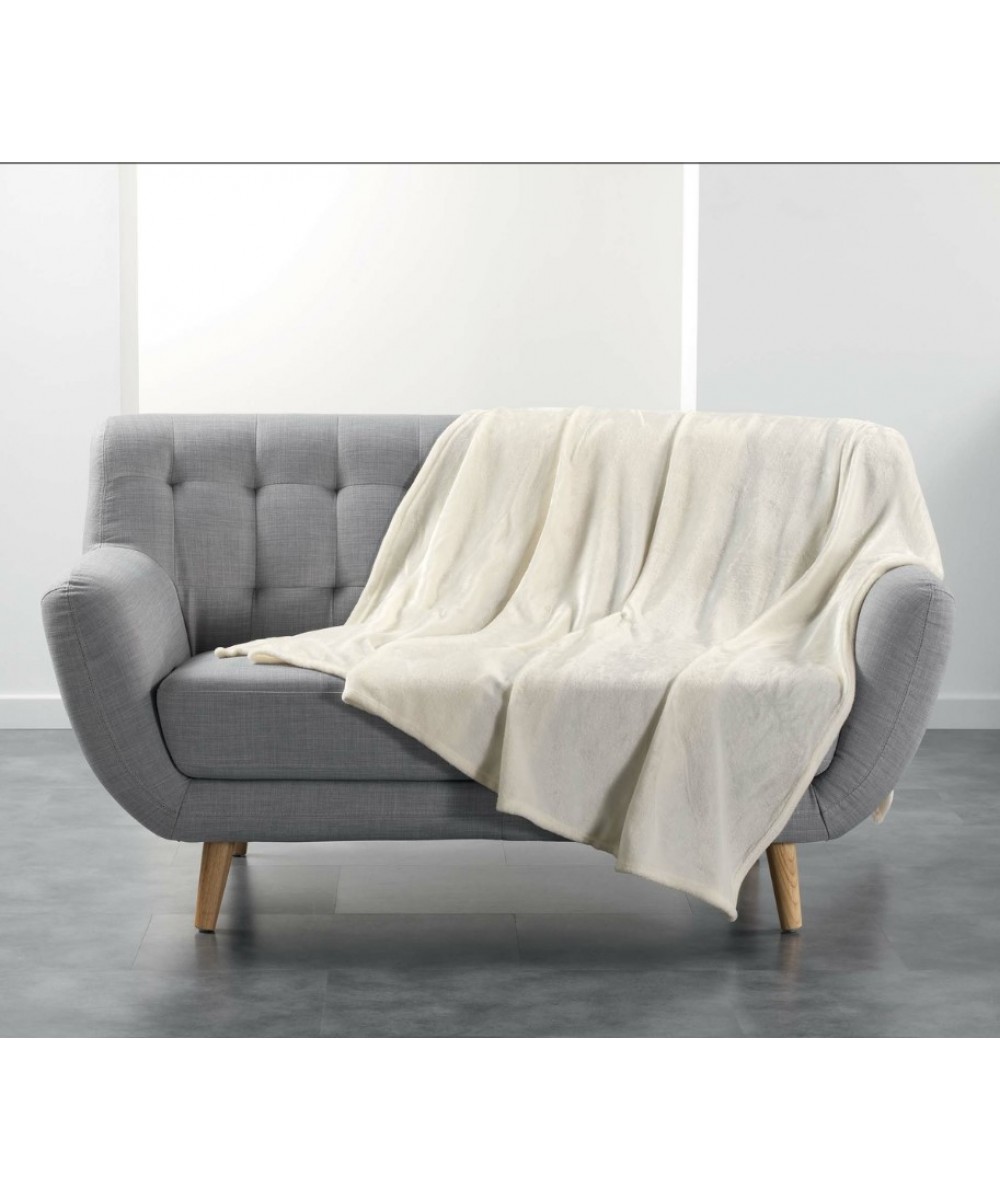Κουβέρτα - Ριχτάρι 180x220cm super soft  Σχ.Flanou ecrou 100%  polyester