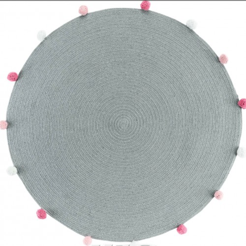 Χαλάκι στρόγγυλο με περιμετρικά pon-pon Σχ.Candy 90cm poly/cotton