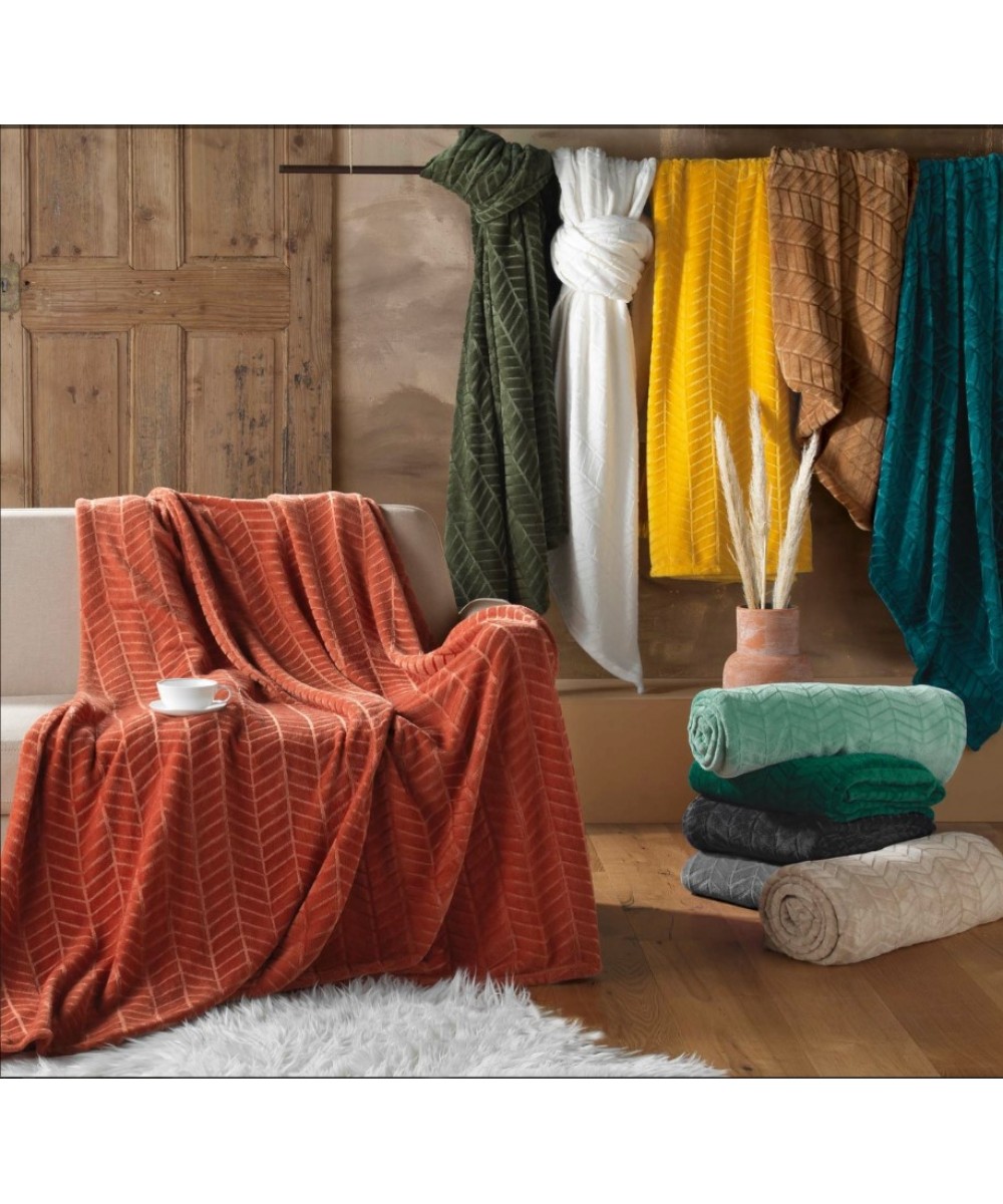 Κουβέρτα - Ριχτάρι με ζακάρ σχέδιο super soft  Σχ.Arya grey 180x220cm 100%  polyester