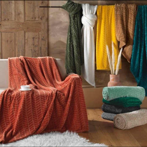 Κουβέρτα - Ριχτάρι με ζακάρ σχέδιο super soft  Σχ.Arya taupe 180x220cm 100%  polyester