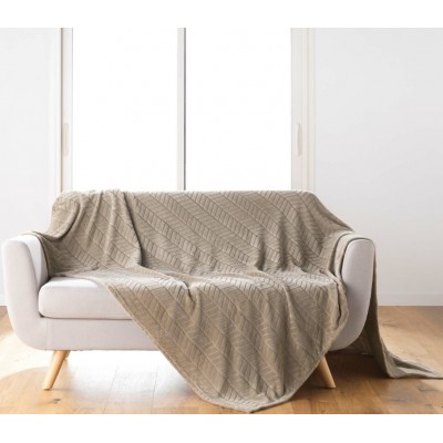 Κουβέρτα - Ριχτάρι με ζακάρ σχέδιο super soft  Σχ.Arya taupe 180x220cm 100%  polyester