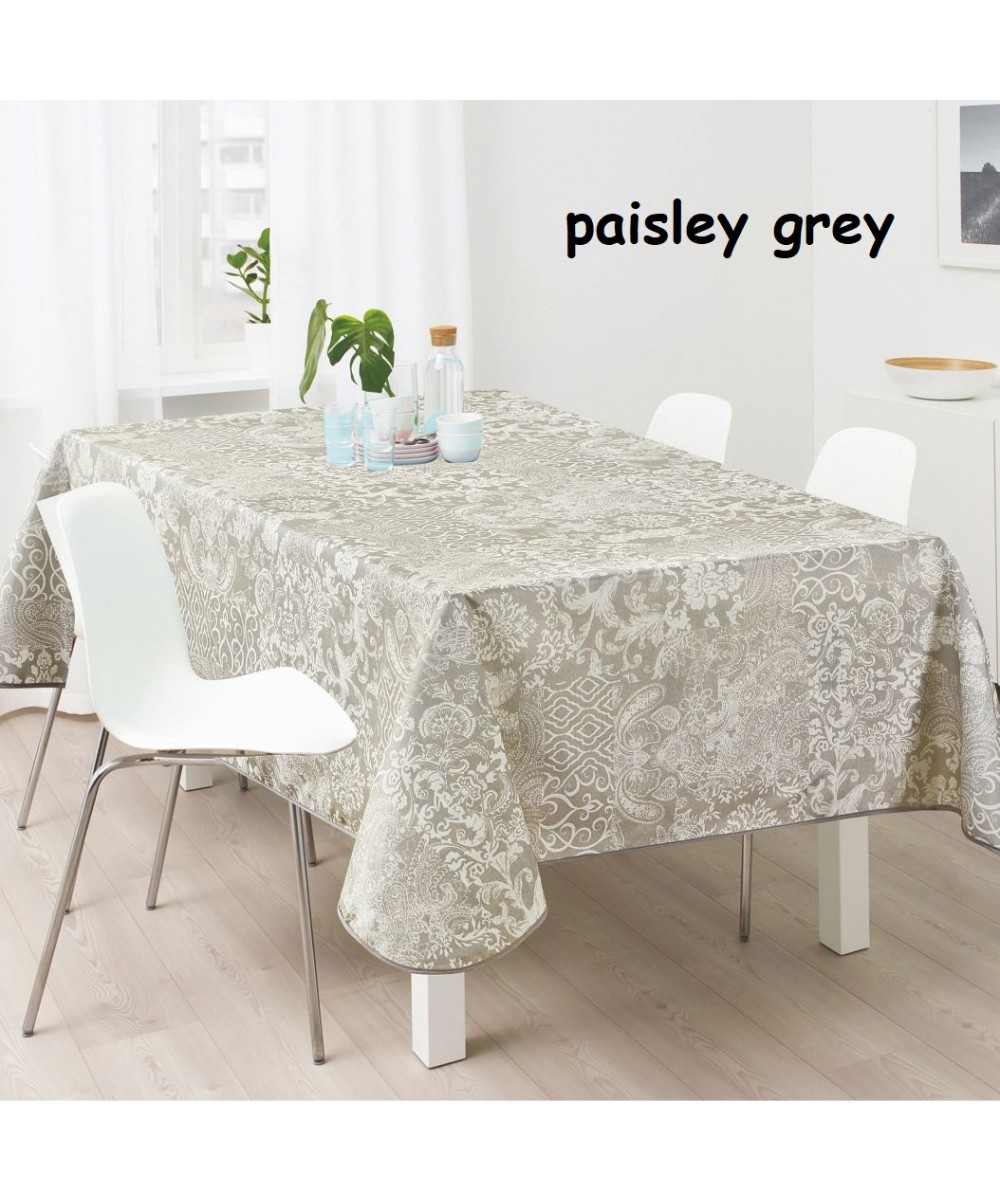 Τραπεζομάντηλο  αλέκιαστο Σχ. Paisley beige 100% pol. 150x150cm
