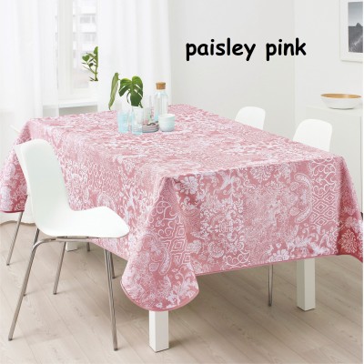 Paisley patterned tablecloth pink 100% pol. 150x150cm 
