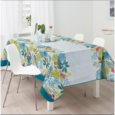 Linen tablecloth Fig. Jungle mint 100% pol. 150x150cm 