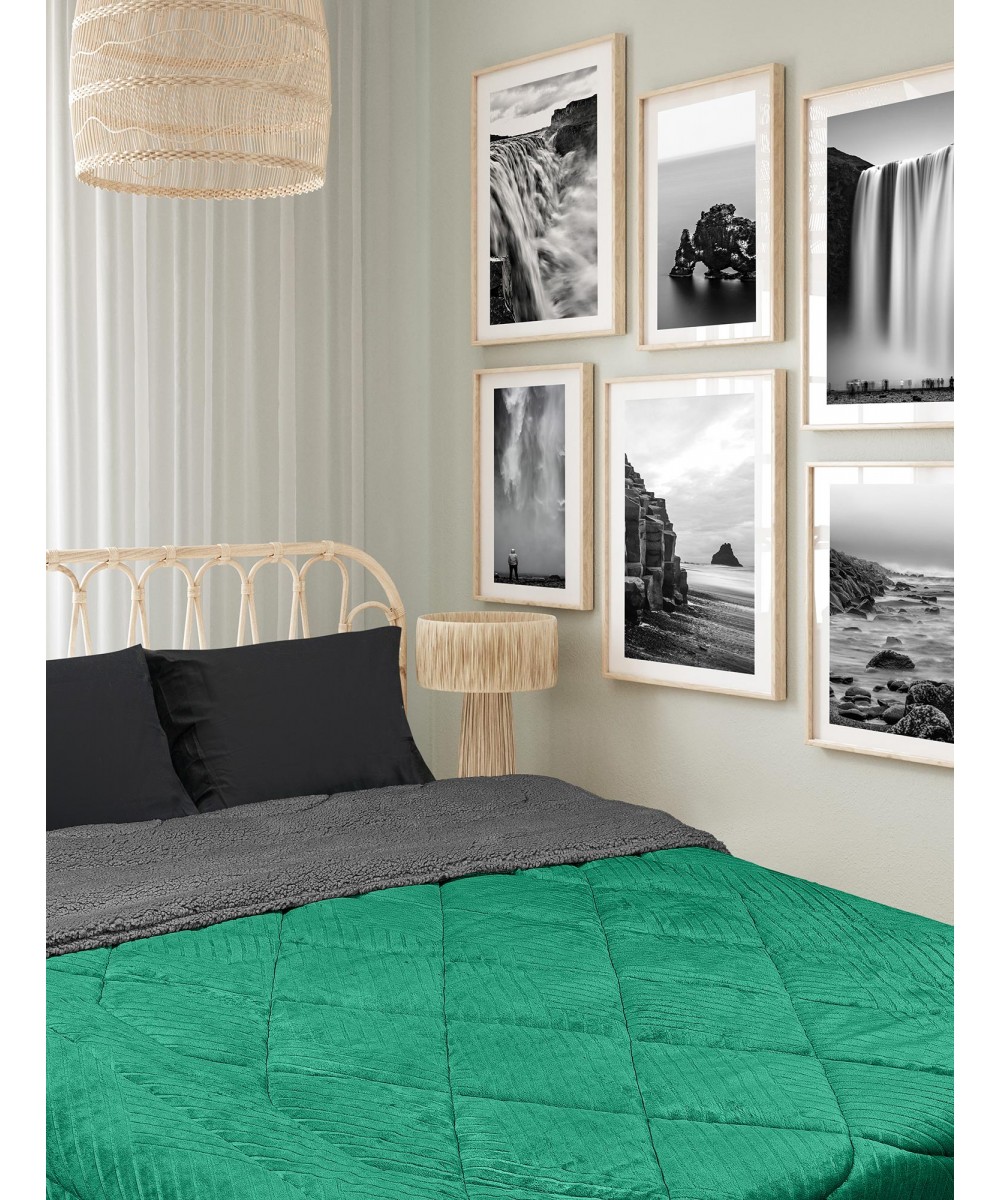 Quilt CHILL GREEN ANTHRACITE Quilt single: 160 x 220 cm.