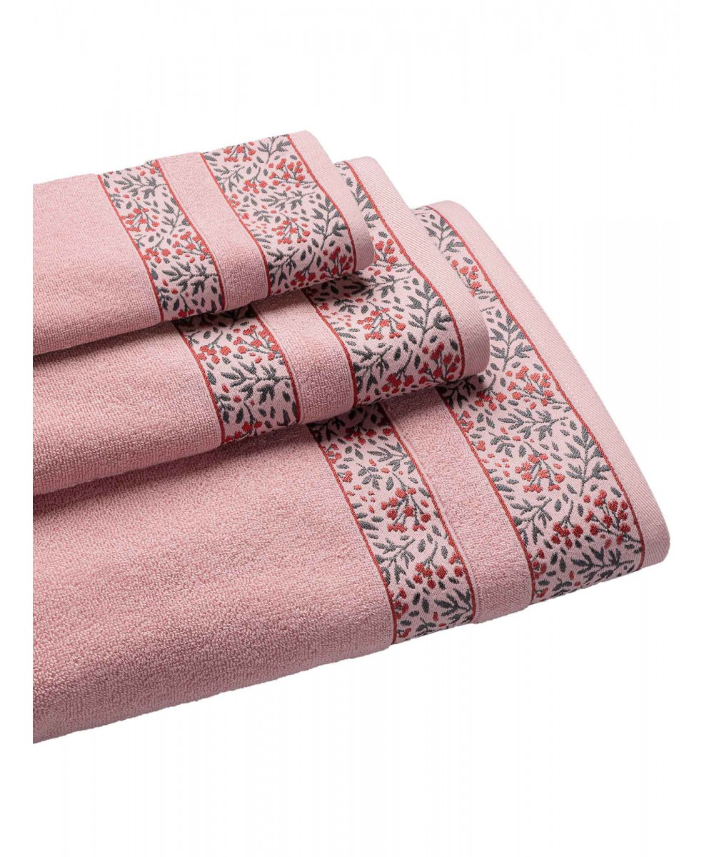 BLOOM PINK towel Set of 3 towels (30 x 50 50 x 90 80 x 150 cm.)