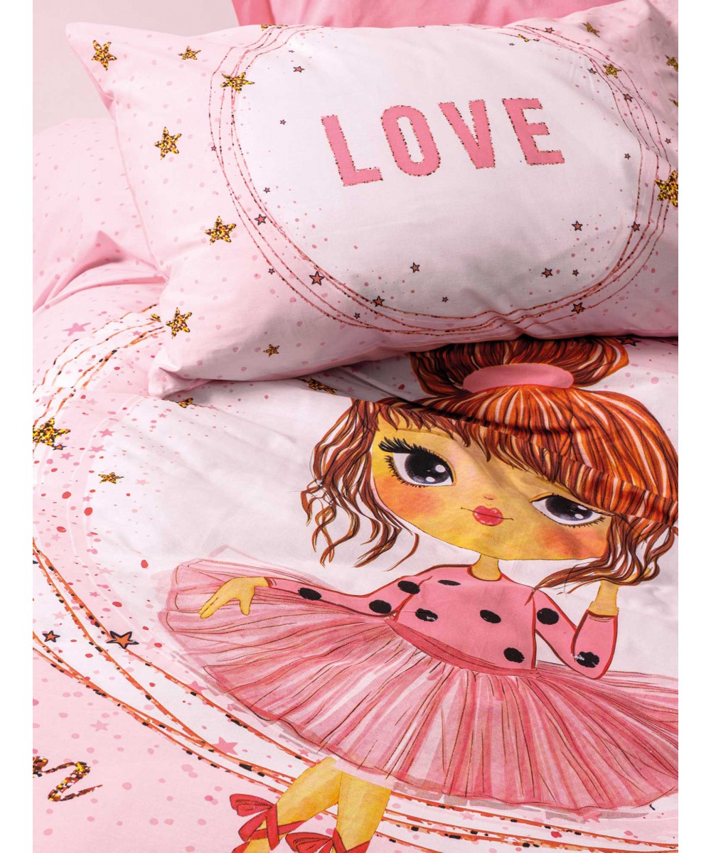 Children's Sheet Set LOVE Single sheet set with elastic: 170 x 240 100 x 200 30 1 pillowcase 50 x 70 cm.