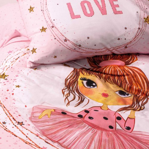 Children's Sheet Set LOVE Single sheet set with elastic: 170 x 240 100 x 200 30 1 pillowcase 50 x 70 cm.