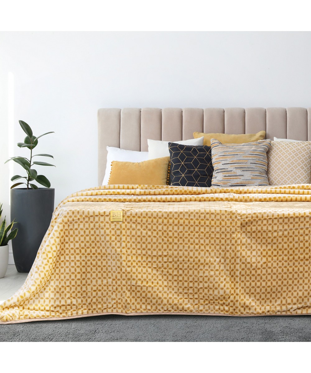 Κουβέρτα μονόχρωμη μονή Art 11000 σε 6 αποχρώσεις 160x220  Κίτρινο Beauty Home