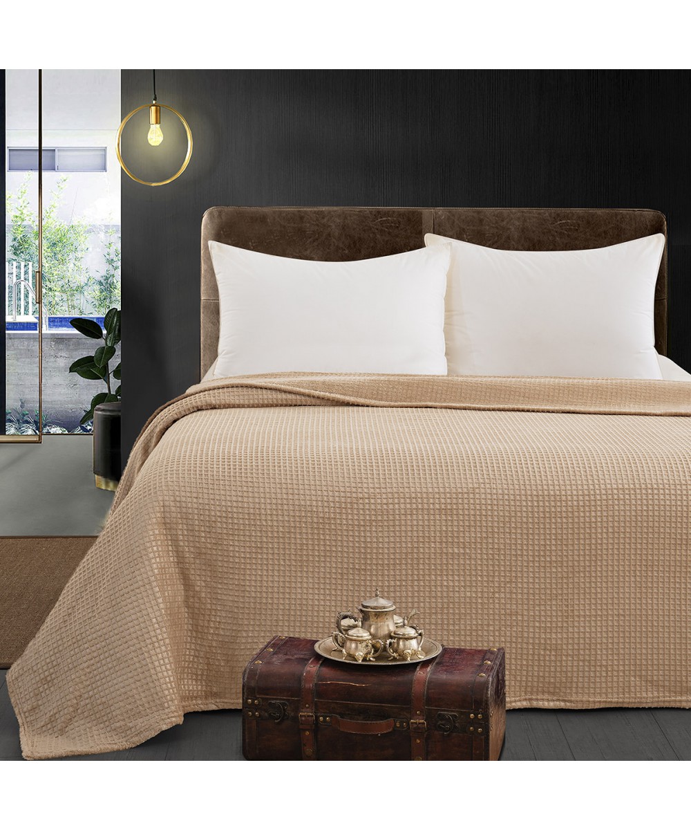 Κουβέρτα μονόχρωμη μονή Fleece Art 11550 160x220 Μπεζ   Beauty Home