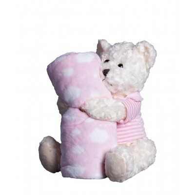 ΒΕΒΕ FLANNEL ΚΟΥΒΕΡΤΑΚΙ (80cm x 120cm) αρκουδάκι μπουκλέ ρόζ