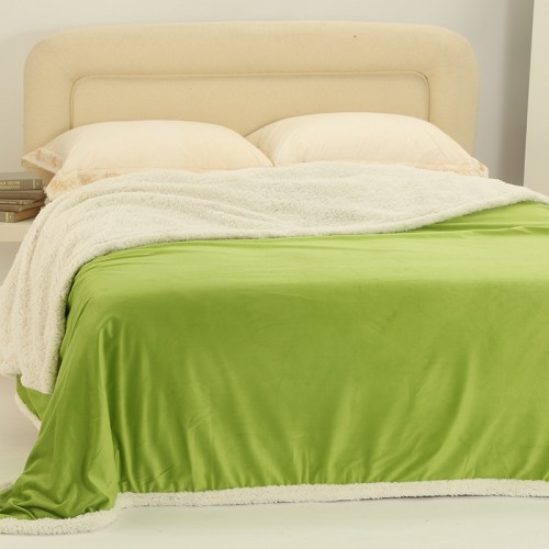 κουβέρτα fleece με sherpa (170cm x 220cm) ξυρισμένο πράσινο