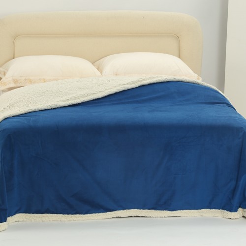κουβέρτα fleece με sherpa (220cm x 240cm) shaved royal blue