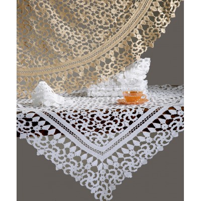 Handmade mercerized tablecloth (180cm x 220cm) 4972 off-white