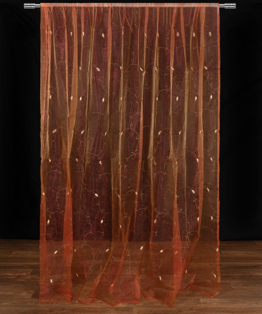 Κουρτίνα zg5724 (280cm x 300cm) με τρέσα πορτοκαλί
