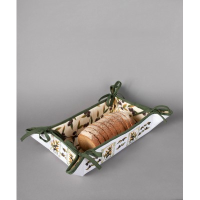 Βαμβακερή ψωμιέρα με στάμπα (33cm x 48cm) ελιά λευκή 