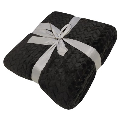 Κουβέρτα Le Blanc Velour Flannel Black Διπλή 200x220 400gsm