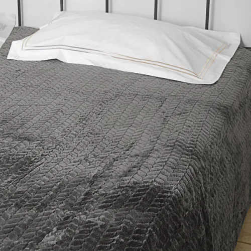 Κουβέρτα Flannel Fleece Υπέρδιπλη 220Χ240 Ideato - CARAM DARK GREY