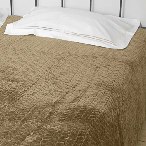 Κουβέρτα Flannel Fleece Υπέρδιπλη 220Χ240 Ideato - CARAM TAUPE