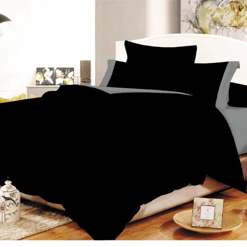 Σετ Σεντόνια ΚΟΜΒΟΣ Cotton Line Black-Grey Μονόχρωμα με Φάσα Μονά 160x240 - 7000009-1