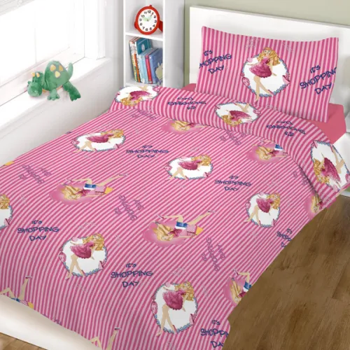 Σετ Σεντόνια ΚΟΜΒΟΣ Shopping Girl Μονά με λάστιχο 100x200+20 - 7001648-01F