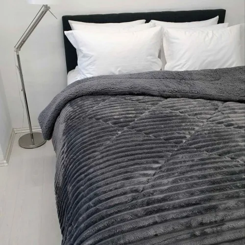 Κουβερτοπάπλωμα Le Blanc Flannel Comfort Υπέρδιπλο 220Χ240 700gsm WIDE CUT Dark Grey