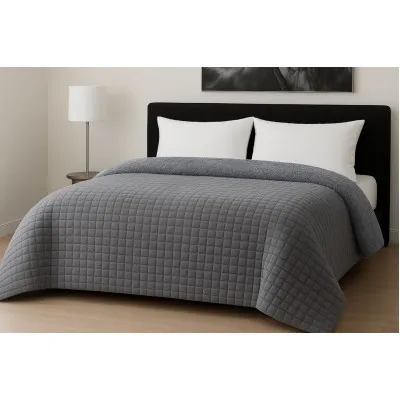 Κουβερτοπάπλωμα Le Blanc Flannel Comfort Υπέρδιπλο 220Χ240 700gsm RIB CUT Light Grey
