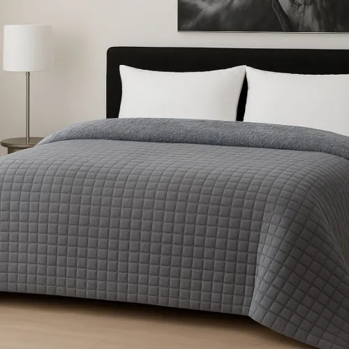 Κουβερτοπάπλωμα Le Blanc Flannel Comfort Υπέρδιπλο 220Χ240 700gsm RIB CUT Light Grey
