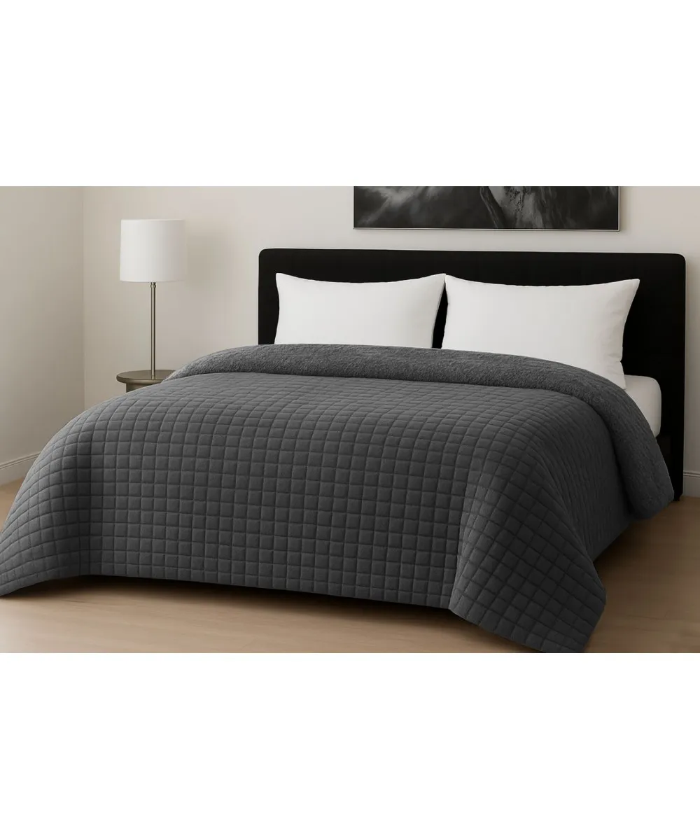 Κουβερτοπάπλωμα Le Blanc Flannel Comfort Υπέρδιπλο 220Χ240 700gsm RIB CUT Dark Grey