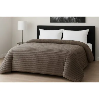 Κουβερτοπάπλωμα Le Blanc Flannel Comfort Διπλό 200Χ240 700gsm RIB Moka