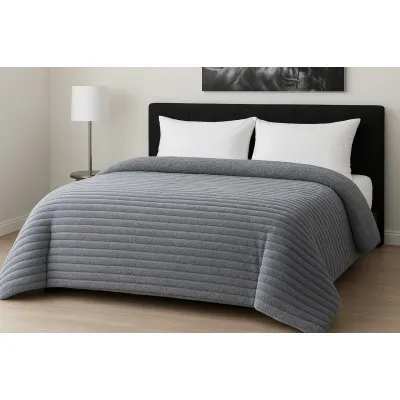 Κουβερτοπάπλωμα Le Blanc Flannel Comfort Διπλό 200Χ240 700gsm RIB Light Grey