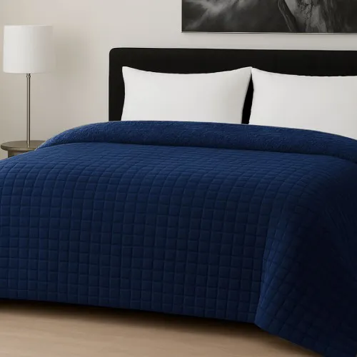 Κουβερτοπάπλωμα Le Blanc Flannel Comfort Σούπερ Υπέρδιπλο 260Χ240 700gsm RIB CUT Navy
